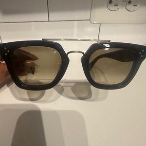 Celine Black Square Sunglasses with Gold Double Bridge